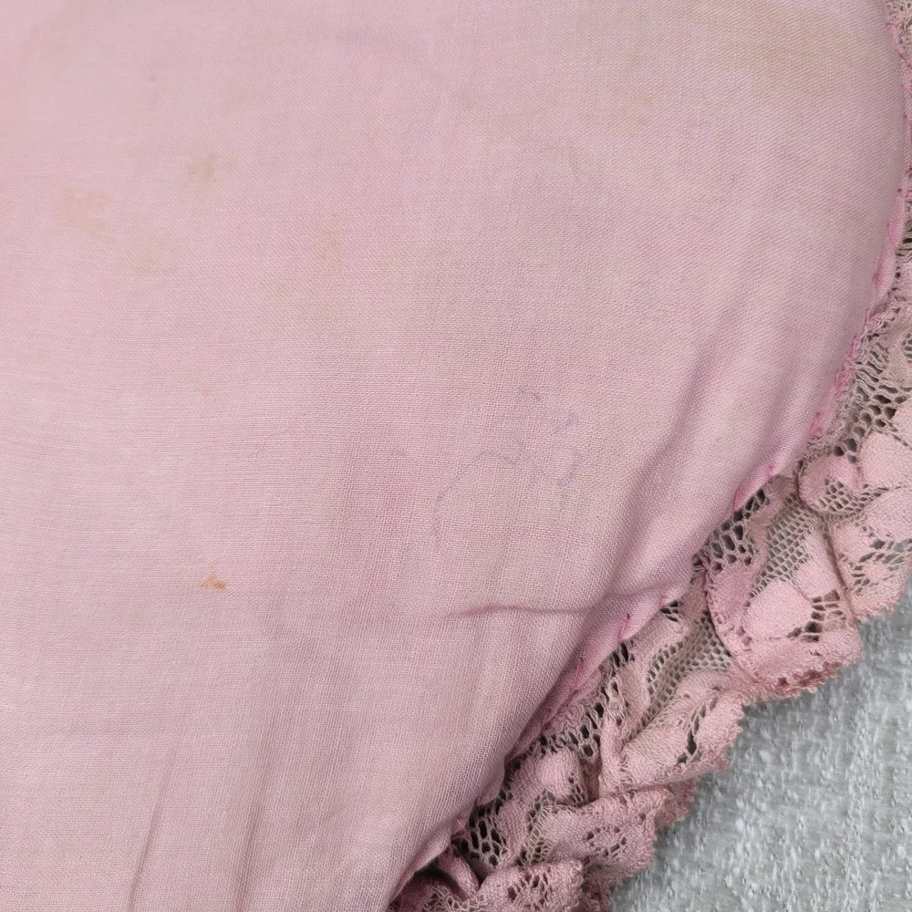 Vintage Embroidered Heart Shaped Pillow Lace 12x12 Shabby‎ Chic Cottagecore